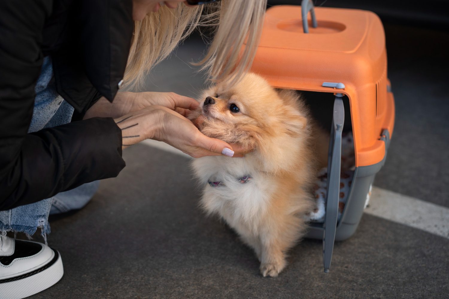 side view woman with cute dog